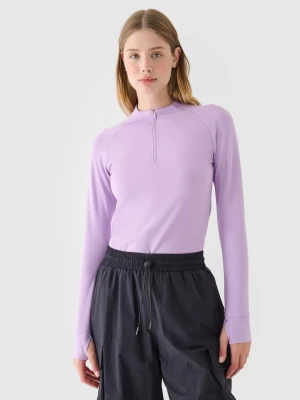 4F Longsleeve slim gładki damski - fioletowy XS