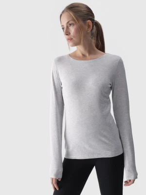 4F Longsleeve slim gładki damski - szary XS