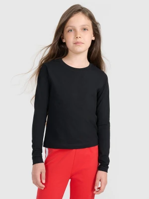 4F Longsleeve slim gładki dziewczęcy - czarny 164 (13-14 lat)