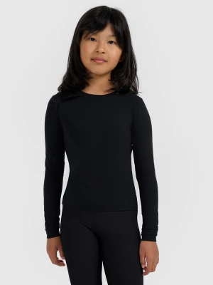 4F Longsleeve slim gładki dziewczęcy - czarny 158 (12-13 lat)