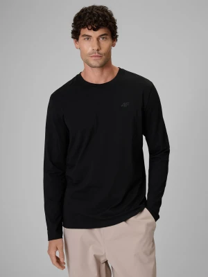 4F Longsleeve slim gładki męski - czarny M