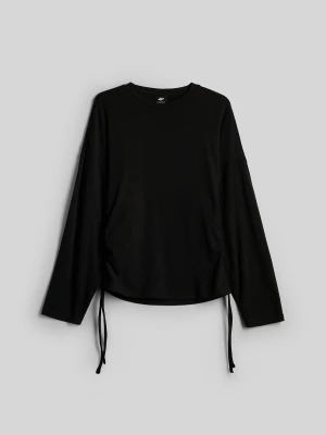 4F Longsleeve slim z marszczeniami damski - czarny M