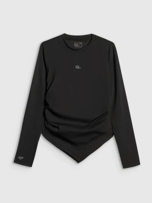 4F Longsleeve slim z marszczeniem damski 4F x Anna Lewandowska - czarny M