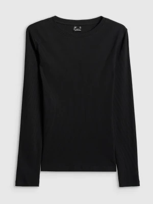 4F Longsleeve slim z prążkowanej dzianiny damski - czarny L