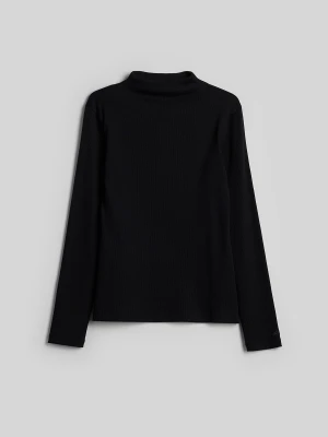 4F Longsleeve slim z prążkowanej dzianiny damski - czarny L