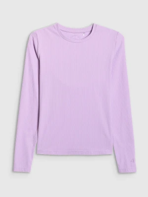 4F Longsleeve slim z prążkowanej dzianiny damski - fioletowy L