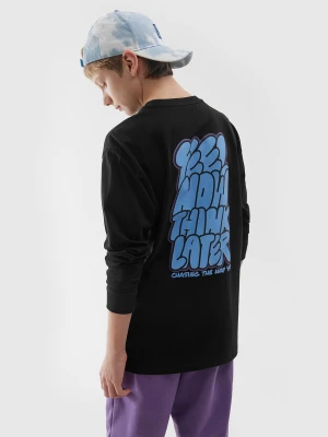 4F Longsleeve z nadrukiem chłopięcy - głęboka czerń 122 (6-7 lat)