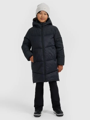 4F Płaszcz puchowy z wypełnieniem syntetycznym dziewczęcy - czarny 140 (9-10 lat)