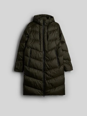 4F Płaszcz zimowy puchowy męski - khaki XXL zielony