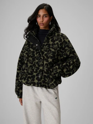 4F Polar sherpa oversize ze stójką damski - khaki S zielony