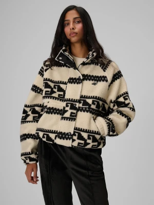 4F Polar sherpa oversize ze stójką damski - kremowy S