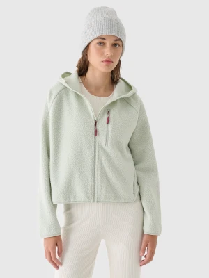 4F Polar sherpa z kapturem damski - turkusowy XL