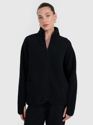 4F Polar sherpa ze stójką oversize damski - czarny M