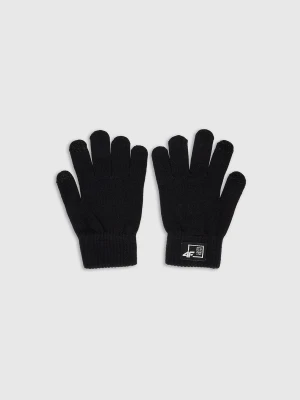 4F Rękawiczki dzianinowe z wiskozą dziecięce - czarne L/XL