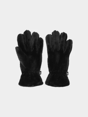 4F Rękawiczki pluszowe dziewczęce - czarne L/XL