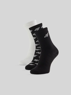 4F Skarpetki długie (3-pack) chłopięce - czarno-białe 32-34