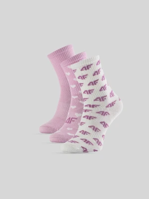 4F Skarpetki długie (3-pack) dziewczęce - różowe 32-34