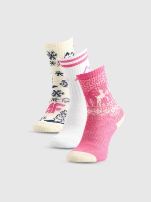 4F Skarpetki świąteczne długie (3-pack) dziewczęce - multikolor 32-34