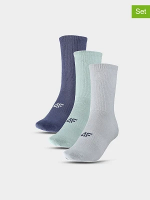 4F Skarpety (3 pary) w kolorze granatowym, miętowym i szarym rozmiar: 39-42