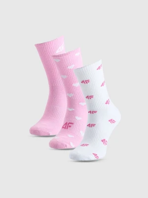 4F Skarpety (3 pary) w kolorze jasnoróżowym i białym rozmiar: 35-37