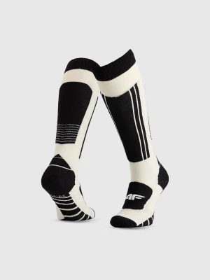 4F Skarpety narciarskie z wełną merino uniseks - białe 43-46