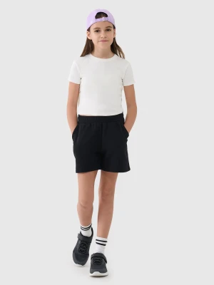 4F Spodenki dresowe dziewczęce - czarne 128 (7-8 lat)