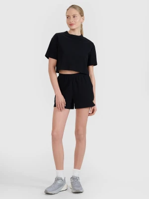 4F Spodenki dresowe z waflowej dzianiny damskie - czarne XL