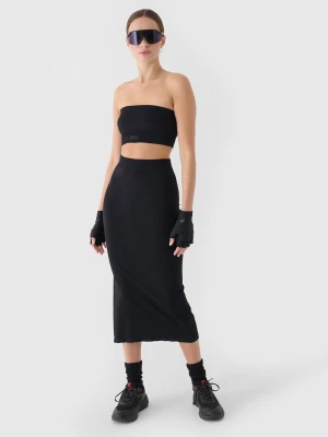 4F Spódnica ołówkowa z rozcięciem maxi damska - czarna M/L