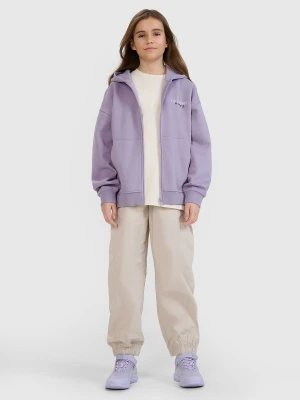 4F Spodnie casual joggery z szerokimi nogawkami dziewczęce - beżowe 158 (12-13 lat)