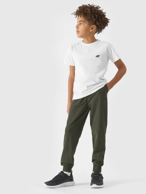 4F Spodnie dresowe joggery chłopięce - oliwkowe/khaki 128 (7-8 lat)