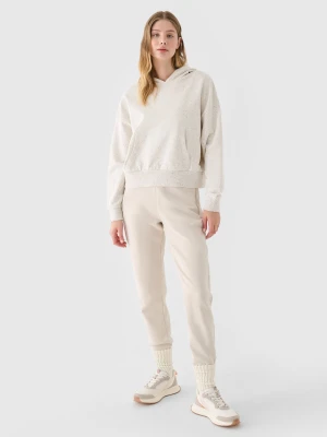 4F Spodnie dresowe joggery damskie - beżowe XXL