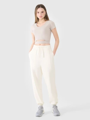 4F Spodnie dresowe joggery damskie - białe XXL