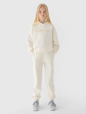 4F Spodnie dresowe joggery dziewczęce - beżowe 158 (12-13 lat)