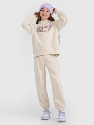 4F Spodnie dresowe joggery dziewczęce - białe 140 (9-10 lat)