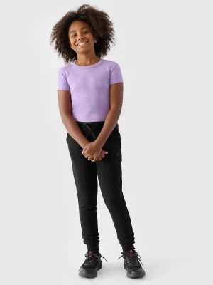 4F Spodnie dresowe joggery dziewczęce - czarne 128 (7-8 lat)