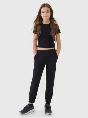 4F Spodnie dresowe joggery dziewczęce - czarne 140 (9-10 lat)