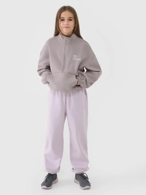 4F Spodnie dresowe joggery dziewczęce - fioletowe 128 (7-8 lat)