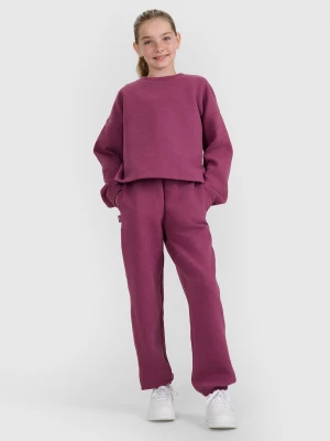 4F Spodnie dresowe joggery dziewczęce - fioletowe 134 (8-9 lat)
