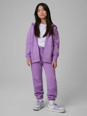 4F Spodnie dresowe joggery dziewczęce - fioletowe 134 (8-9 lat)