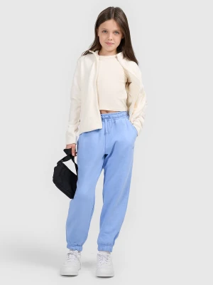 4F Spodnie dresowe joggery dziewczęce - niebieskie 134 (8-9 lat)
