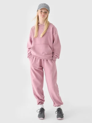 4F Spodnie dresowe joggery dziewczęce - różowe 140 (9-10 lat)