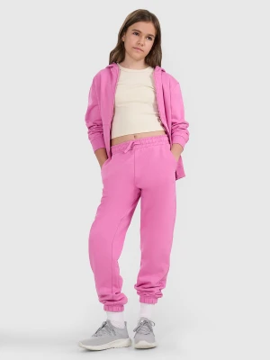 4F Spodnie dresowe joggery dziewczęce - różowe 146 (10-11 lat)