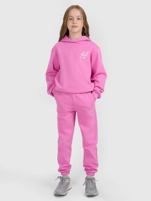 4F Spodnie dresowe joggery dziewczęce - różowe 140 (9-10 lat)