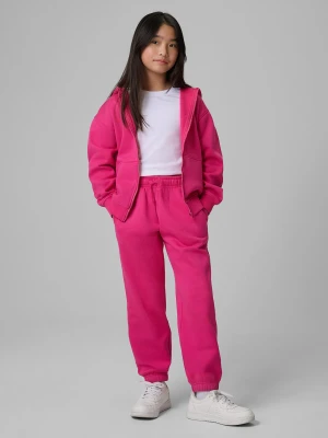 4F Spodnie dresowe joggery dziewczęce - różowe 140 (9-10 lat)