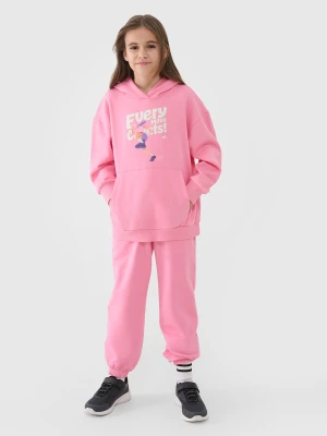 4F Spodnie dresowe joggery dziewczęce - różowe 146 (10-11 lat)