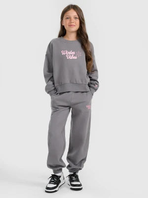 4F Spodnie dresowe joggery dziewczęce - szare 146 (10-11 lat)