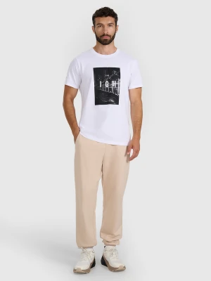 4F Spodnie dresowe joggery męskie - beżowe XL