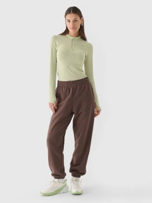 4F Spodnie dresowe joggery oversize damskie - brązowe XL