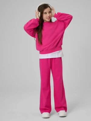 4F Spodnie dresowe z prostymi nogawkami dziewczęce - różowe 128 (7-8 lat)