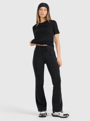 4F Spodnie dresowe z rozszerzanymi nogawkami damskie - czarne XS